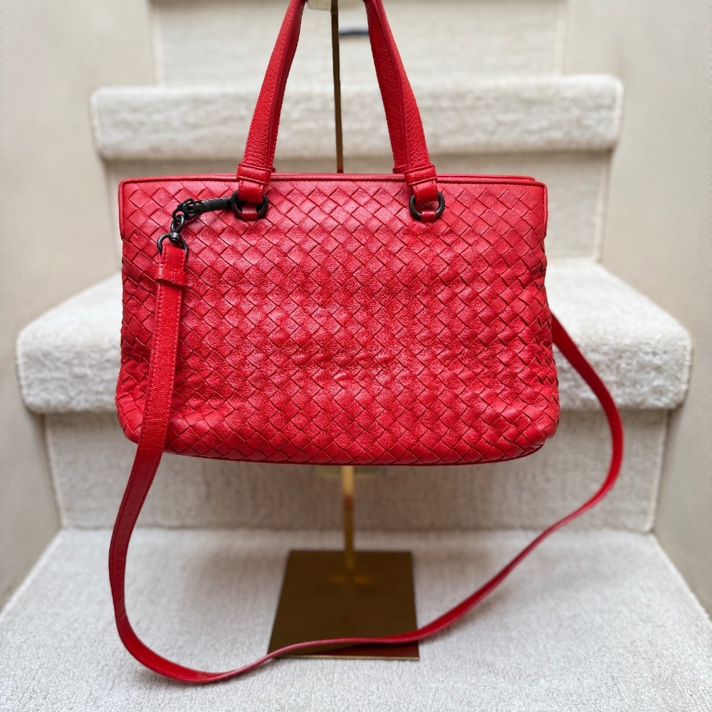 Bottega Veneta Intreciato Woven 2 top handles and optional shoulder strap